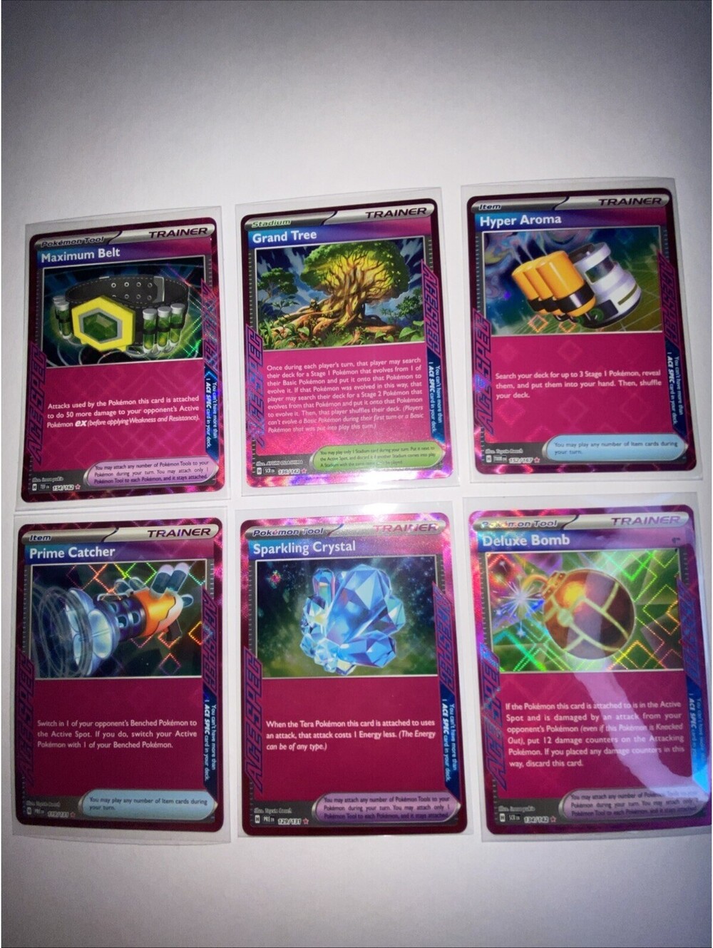 6 Card Lot - Pokémon Trading Card Game: Various Sets - Near Mint Trainer Pink